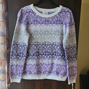 St. John's Bay Purple and White Crew Neck Sweater